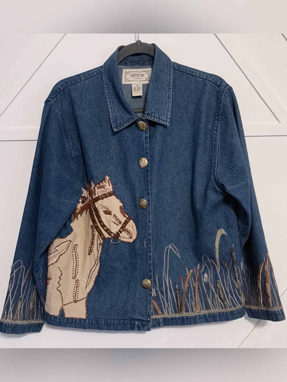 Tantrums Blue Denim Jacket with Embroidered Horse